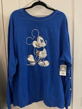 Disney Royal Blue Sweatshirt with Silver Mickey Graphic